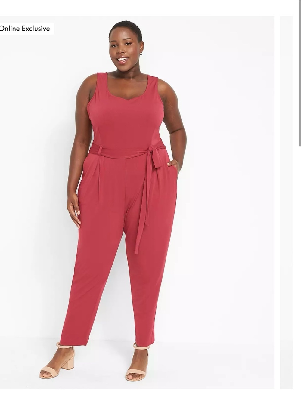 NWT Lane Bryant  Sleeveless Scoop-Neck Belted Knit Jumpsuit Size 18/20